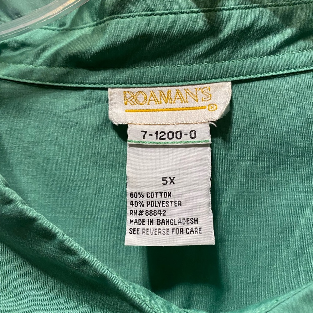 Green Button-Up Shirt plus size 5X Women’s - Picture 5 of 13